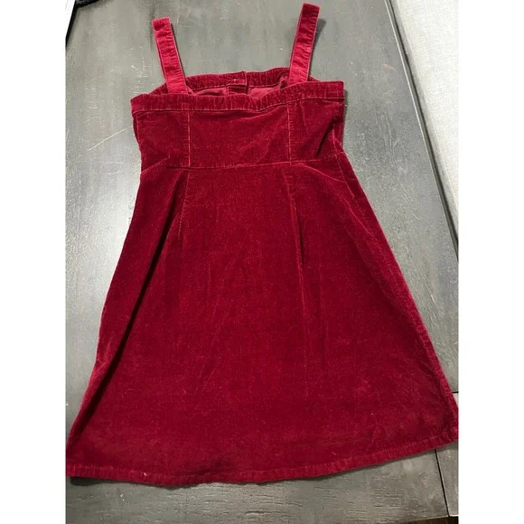Hollister Red Corduroy Button‎ Front Pinafore Mini Dress Size S Y2K - Picture 10 of 10